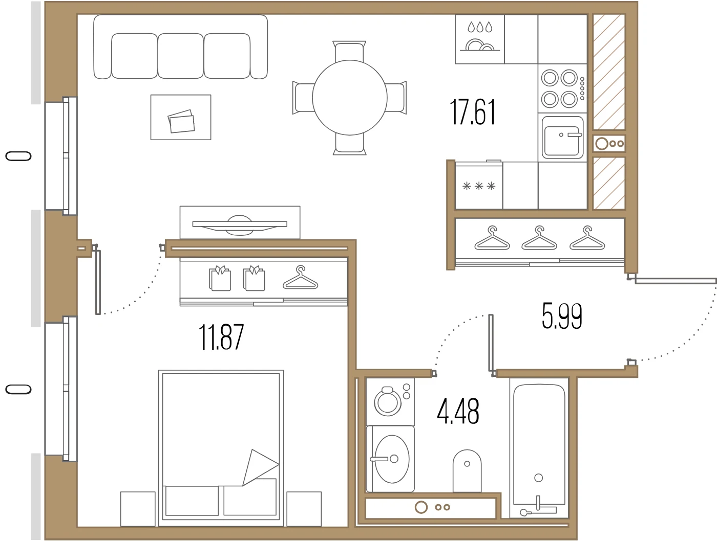 Планировка 1-комнатная 40 м² в ЖК «Сампсониевский, 32» — «Сампсониевский, 32»